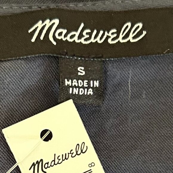 Madewell Drapeweave Puff Sleeve Peplum Blouse Teal Soft Workwear S - Picture 3 of 8